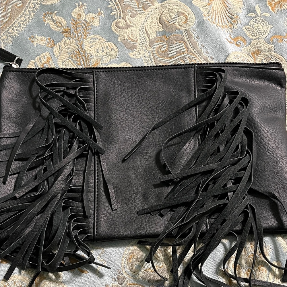 Elegant Black Fringe Clutch new